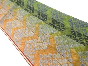 絞り幾何学に縞模様全通袋帯